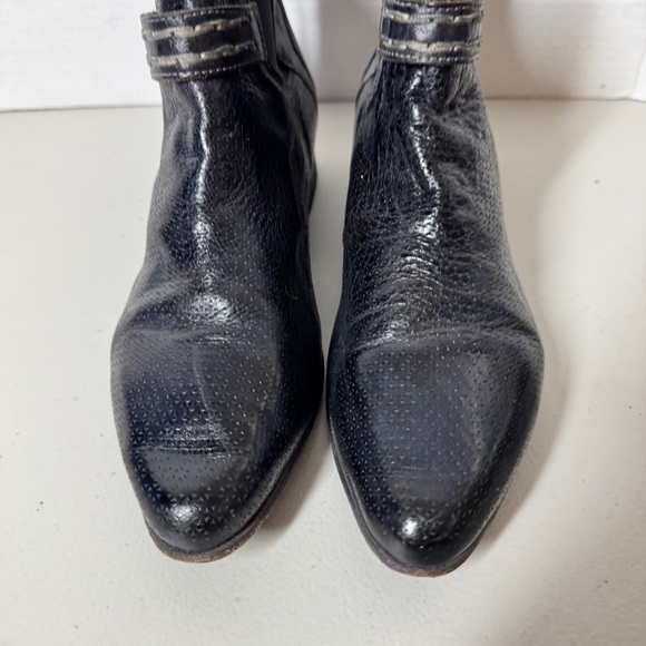 Bed Stu Black Leather Western Double Buckle Italian Made Ankle Boots Size 8.5 - Picture 4 of 16